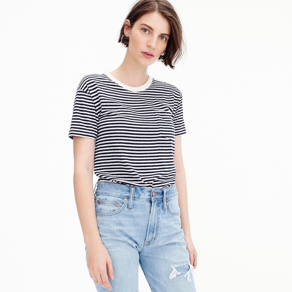 J. Crew Tops - J. Crew Pocket T-shirt bodysuit in stripe